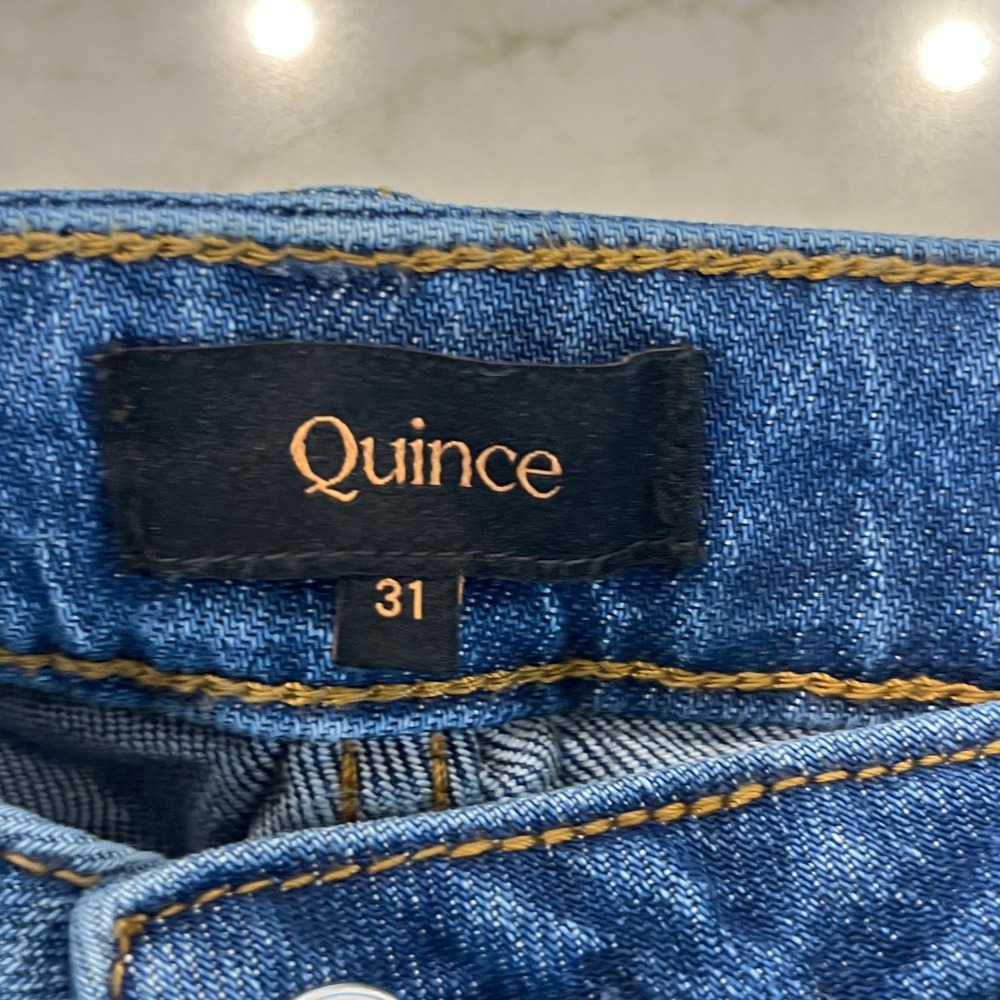 Quince Bella Stretch Relaxed Straight Jeans Womens 31 x 30 Blue Organic Denim - Picture 6 of 9